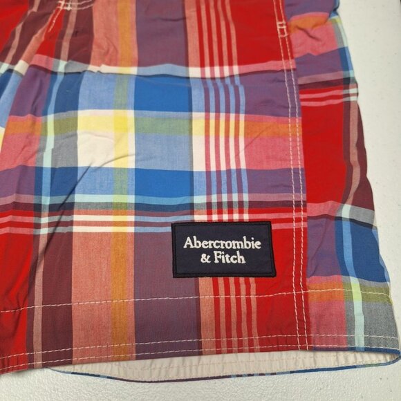 Abercrombie & Fitch Swim Shorts Colorful Plaid Board Bottom Mens Small Tie Waist - Picture 3 of 9